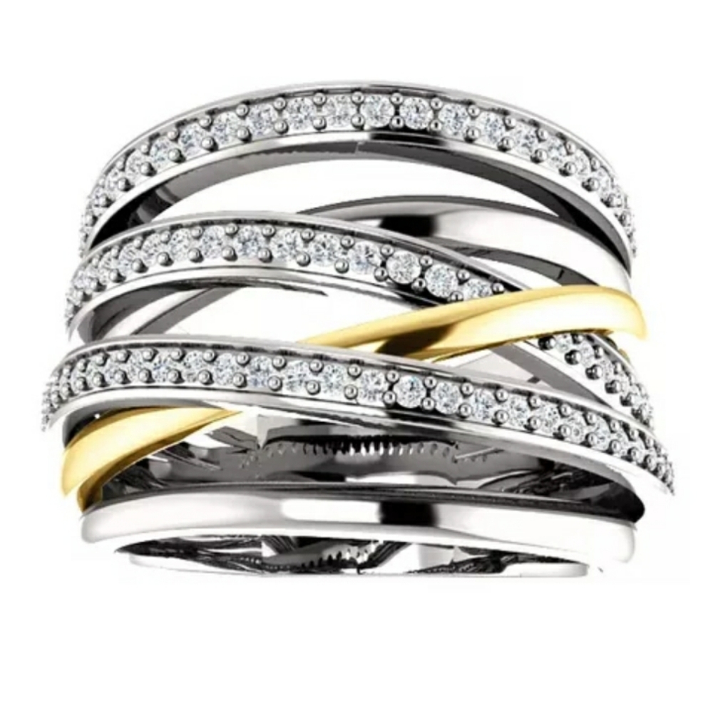 New Silver Gold Line Ring - Picture 4 of 6